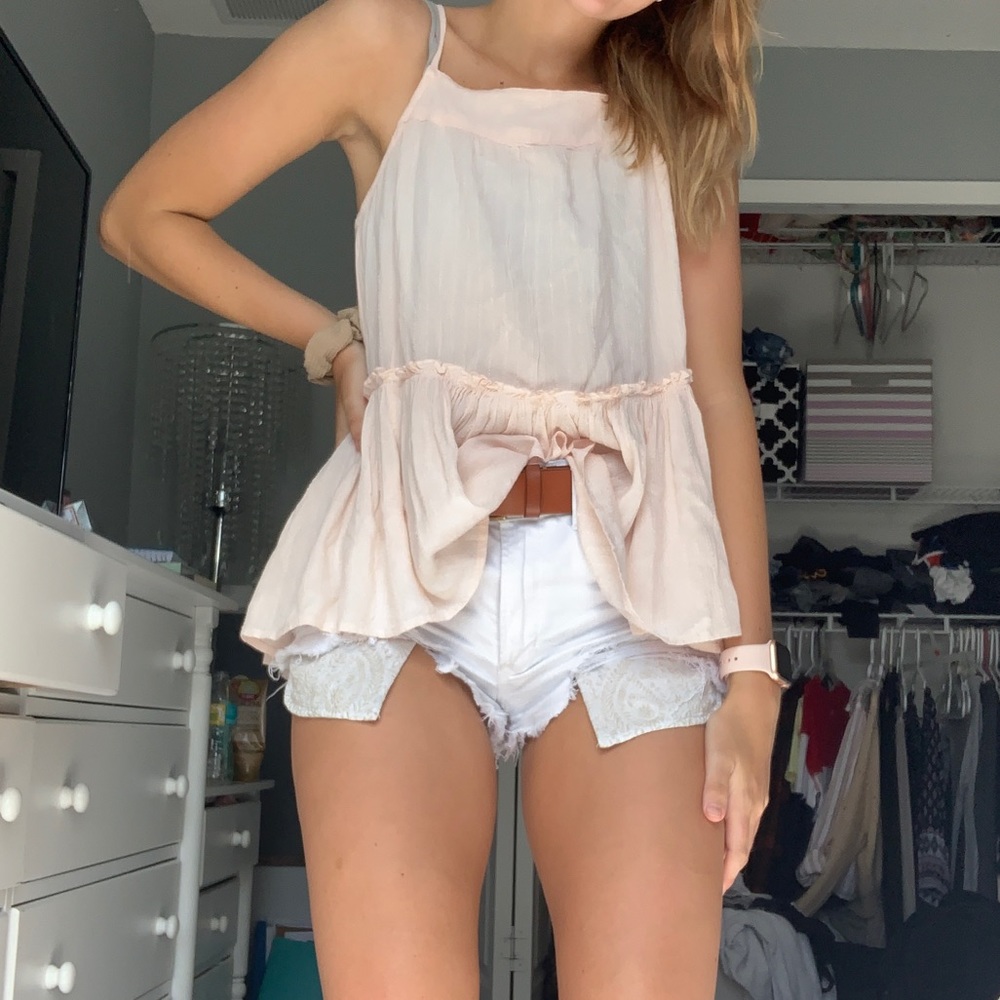 Pink Flowy Tank w Adjustable straps